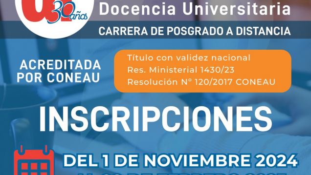 imagen Se abren las inscripciones para la Especialización en Docencia Universitaria