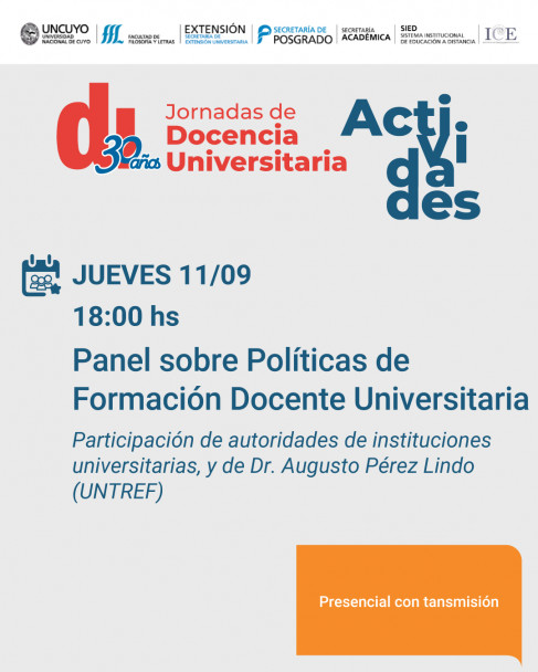 imagen Jornadas de Docencia Universitaria: 30 años de la Especialización en Docencia Universitaria