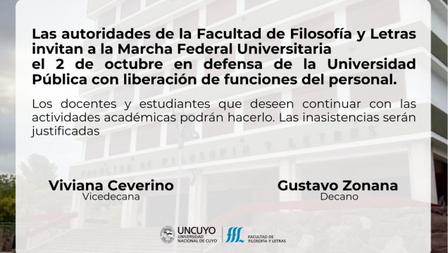 imagen Comunicado sobre la Marcha Federal Universitaria