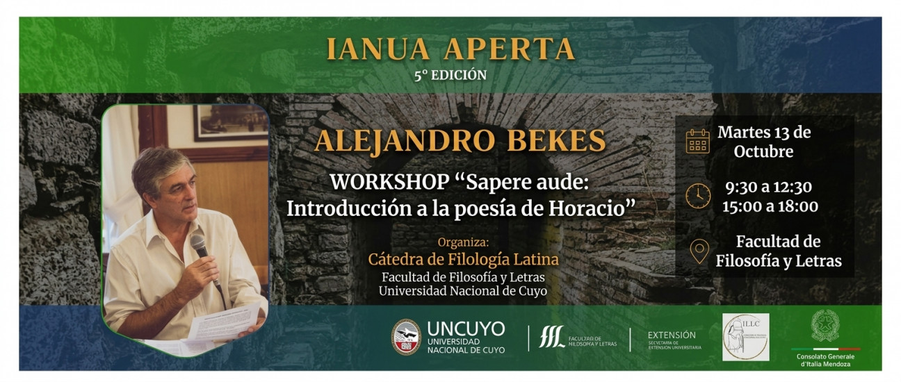imagen La Facultad de Filosofía y Letras de la UNCUYO invita al workshop "Sapere aude: Introducción a la poesía de Horacio"