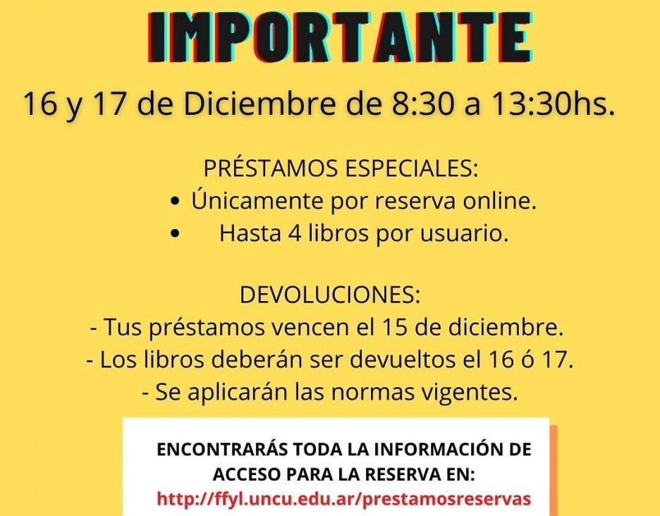 imagen Este 16 y 17 de diciembre abrirá la Biblioteca de FFyL