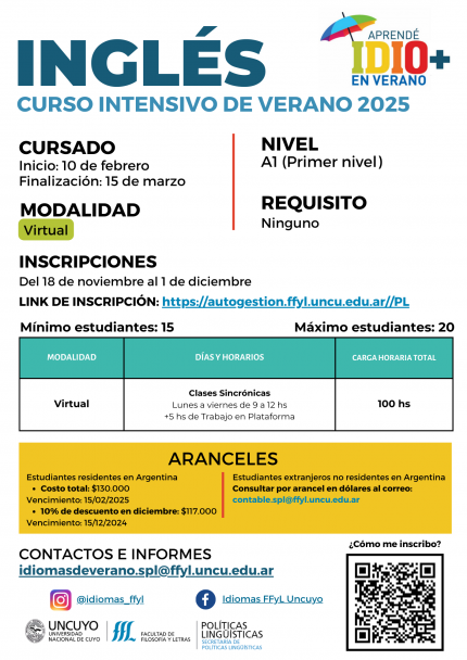 imagen Inscribite: cursos intensivos de IDIO+ en Verano 2025