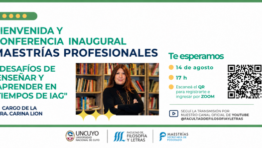imagen Comienzan las Maestrías Profesionales de la FFyL con una conferencia inaugural de la Dra. Carina Lion