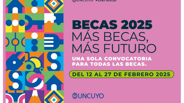 imagen La Secretaría de Gestión Estudiantil y de Egresados informa que se encuentra abierta la inscripción a las BECAS 2025 de la Universidad Nacional de Cuyo.