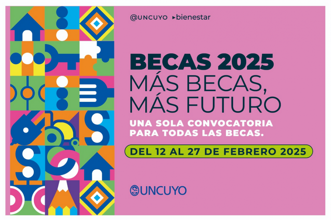 imagen La Secretaría de Gestión Estudiantil y de Egresados informa que se encuentra abierta la inscripción a las BECAS 2025 de la Universidad Nacional de Cuyo.