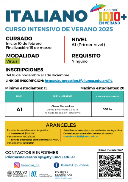 imagen Inscribite: cursos intensivos de IDIO+ en Verano 2025