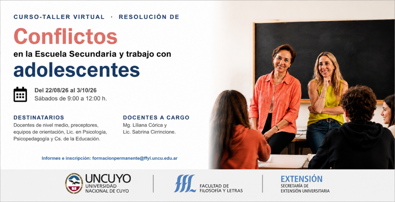 imagen Están abiertas la preinscripciones en el curso-taller sobre Resolución de Conflictos en la Escuela Secundaria y trabajo con adolescentes