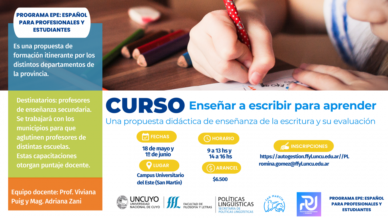 imagen Inscripciones abiertas para el curso: Enseñar a escribir para aprender