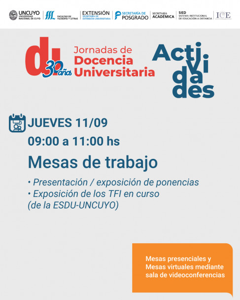 imagen Jornadas de Docencia Universitaria: 30 años de la Especialización en Docencia Universitaria