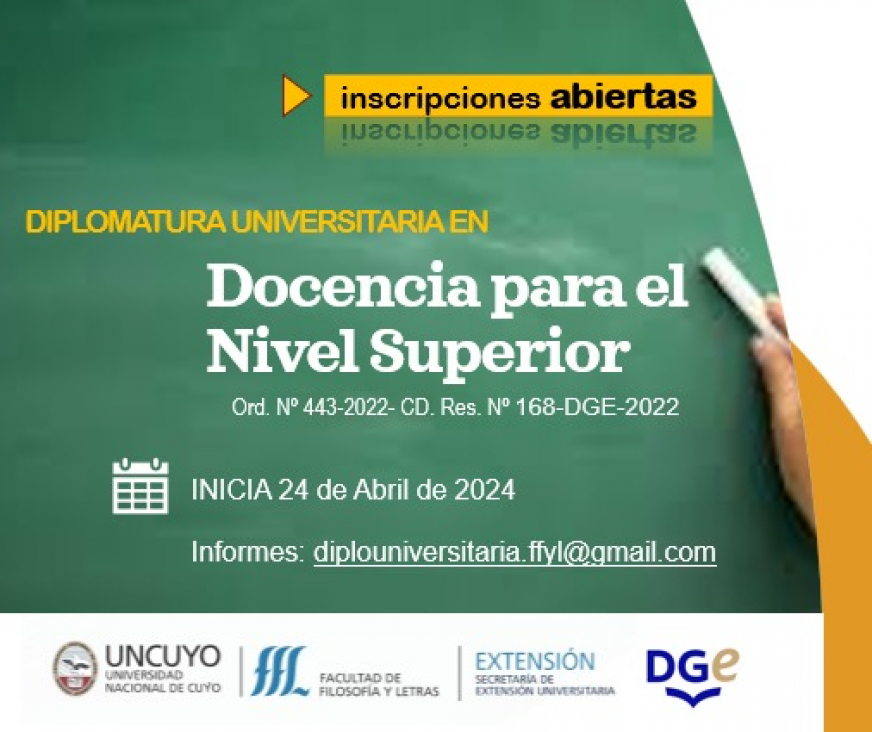 imagen ¡Inscripciones abiertas! Diplomatura Universitaria en Docencia para el Nivel Superior (3ra. Cohorte)