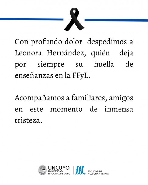 imagen La Facultad despide con profundo pesar a la Prof. Magister Leonora Hernández  