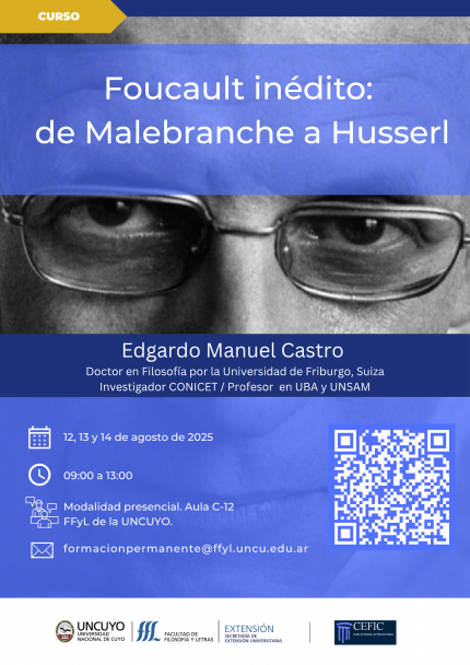 imagen Ya están abiertas las inscripciones para el curso “Foucault inédito: de Malebranche a Husserl”