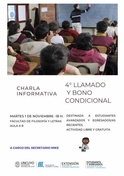 imagen Flyer de segunda Charla informativa sobre Bono Condicional y 4° llamado