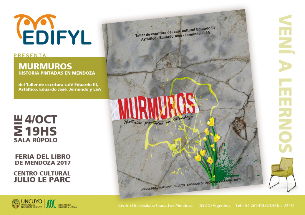 imagen La obra "Murmuros (cuentos y poemas a partir de murales)"  se presentará en la Feria del Libro 