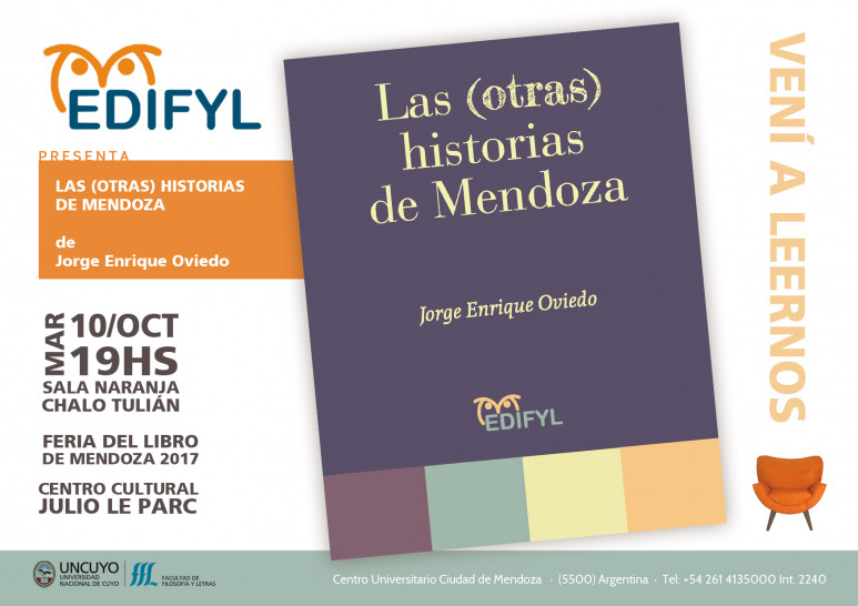imagen EDIFYL presentará "Crónicas mendocinas: presentación de Las (otras) historias de Mendoza"