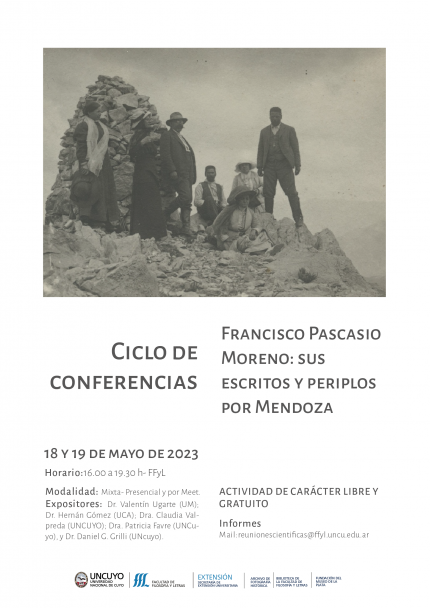 imagen Flyer Ciclo de Conferencias “Francisco Pascasio Moreno: sus escritos y periplos por Mendoza”
