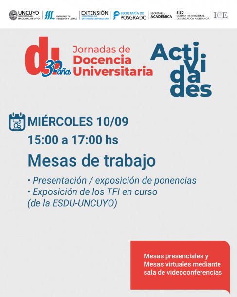 imagen Jornadas de Docencia Universitaria: 30 años de la Especialización en Docencia Universitaria