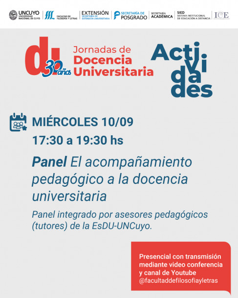 imagen Jornadas de Docencia Universitaria: 30 años de la Especialización en Docencia Universitaria