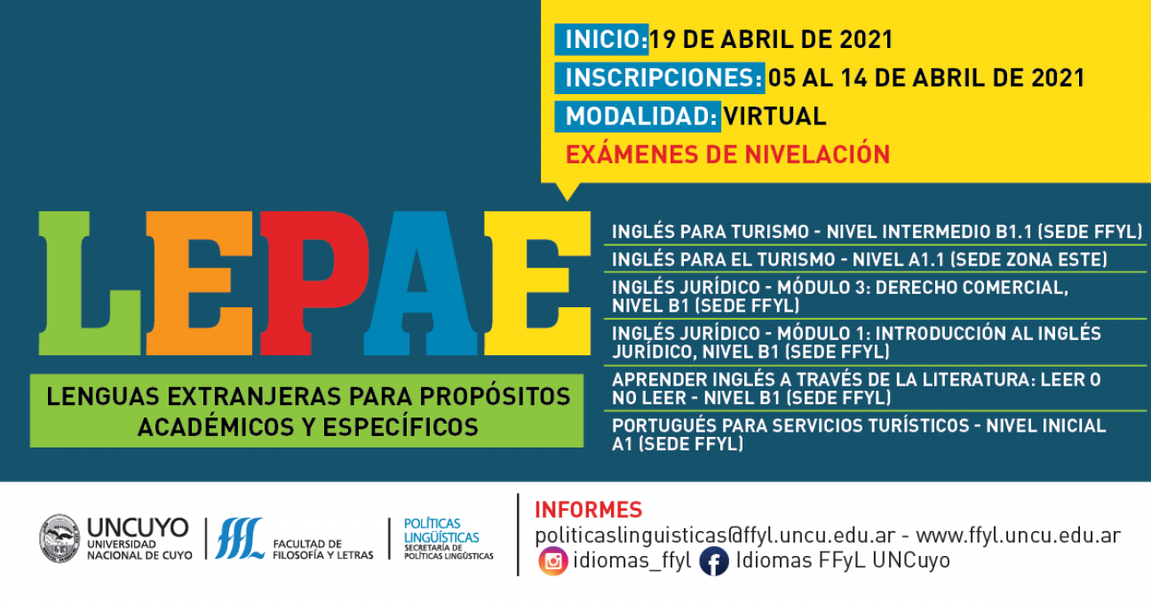 imagen INSCRIPCIONES ABIERTAS HASTA EL 30 DE ABRIL. Ofrecen cursos sobre lenguas extranjeras para propósitos académicos y específicos