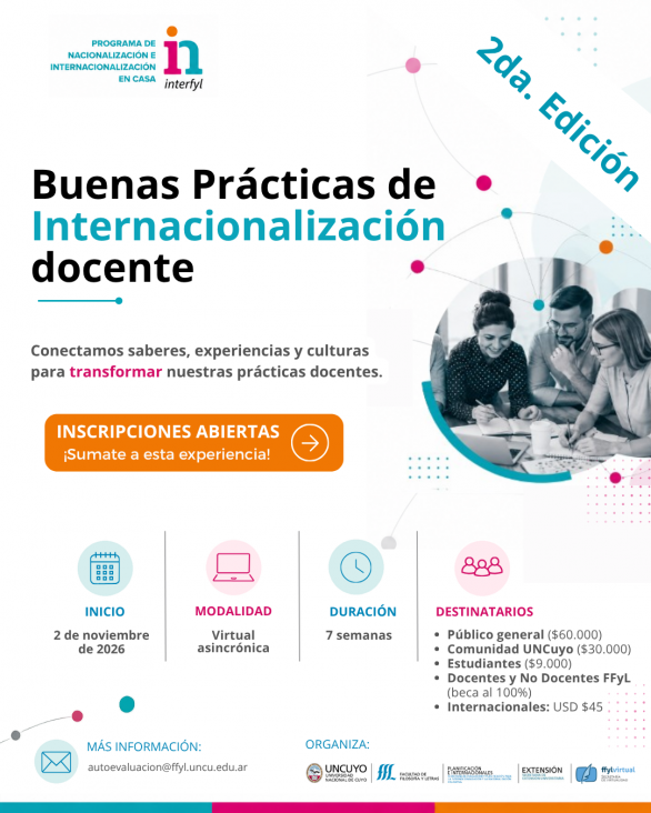 imagen La FFyL abre la inscripción para la 2da. Edición del curso "Buenas Prácticas de Internacionalización Docente"
