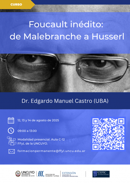 imagen Ya están abiertas las inscripciones para el curso “Foucault inédito: de Malebranche a Husserl”