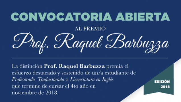 imagen Convocan a postular candidatos para el premio "Prof. Raquel Barbuzza"-Edición 2018