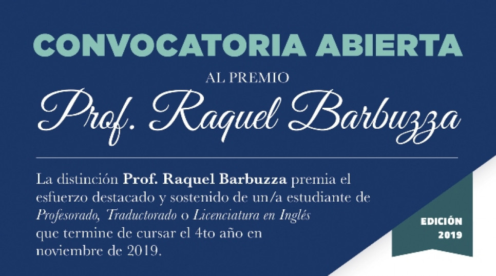 imagen Convocatoria al premio  ‘Prof. Raquel Barbuzza’ edición 2019