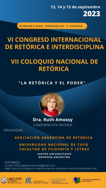 imagen Flyer del VI Congreso Internacional de Retórica e Interdisciplina y VII Coloquio Nacional de Retórica “La retórica y el poder”