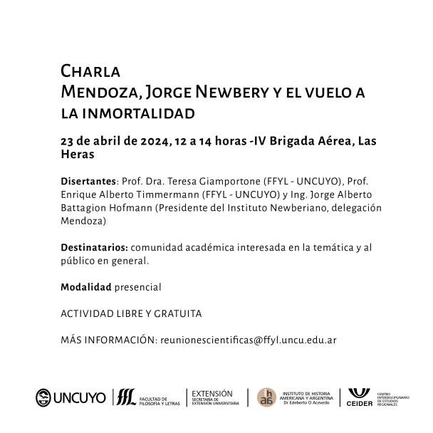 imagen Conferencia "Mendoza, Jorge Newbery y el vuelo a la inmortalidad"