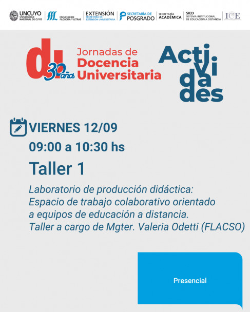 imagen Jornadas de Docencia Universitaria: 30 años de la Especialización en Docencia Universitaria