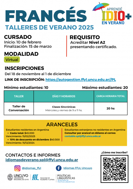 imagen Inscribite: cursos intensivos de IDIO+ en Verano 2025