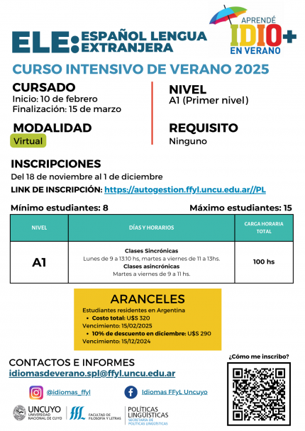 imagen Inscribite: cursos intensivos de IDIO+ en Verano 2025