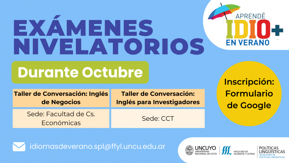 imagen Inscripciones abiertas: Exámenes Nivelatorios para talleres de conversación específicos de Inglés en Verano 