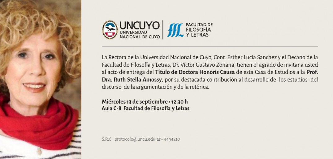 imagen Invitación para participar de la entrega del Doctorado Honoris Causa UNCUYO