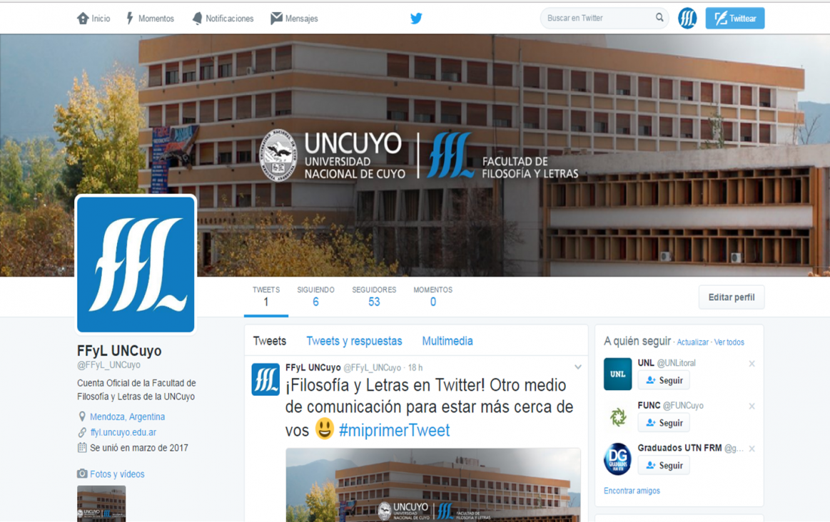 imagen ¡Filosofía y Letras en Twitter!