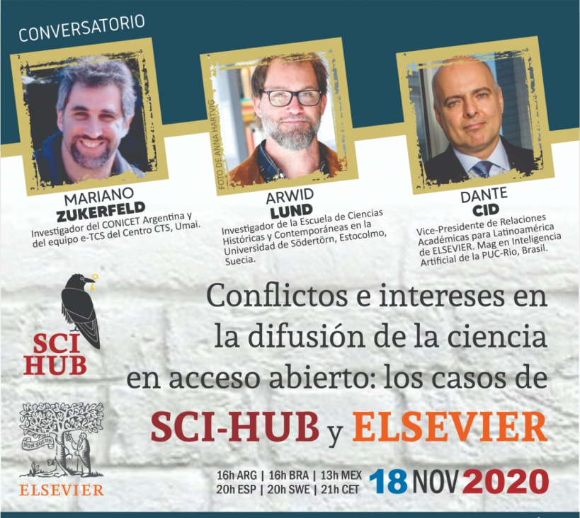 imagen Conversatorio: "Conflictos e intereses en la difusión de la ciencia en acceso abierto: los casos de Sci-Hub y Elsevier"  